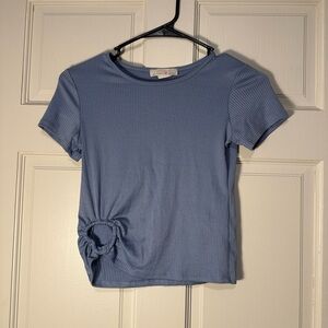 Blue Ribbed Women's Top